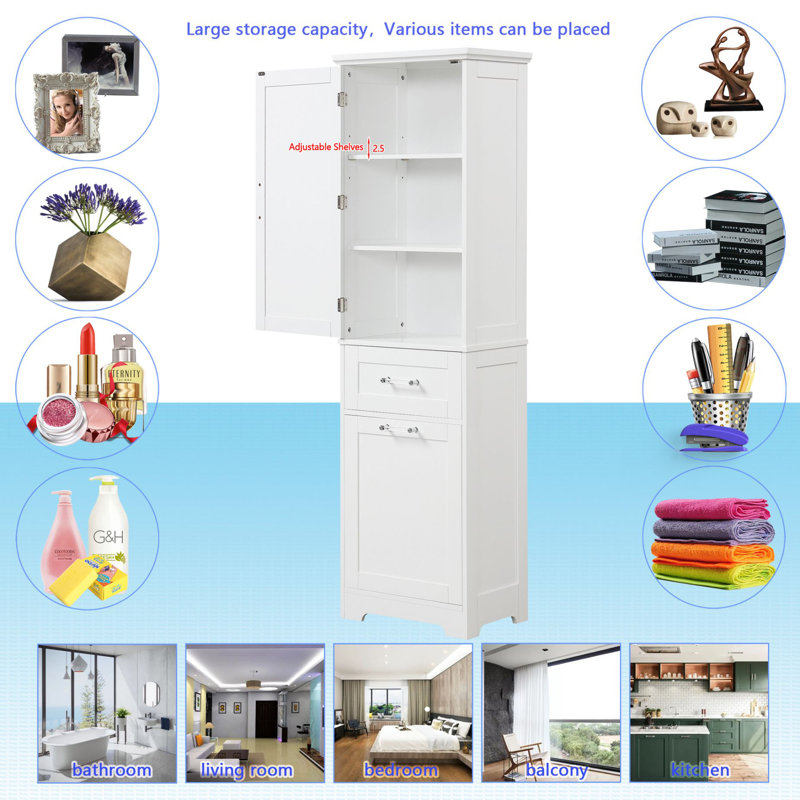 Spriha Linen Cabinet, White