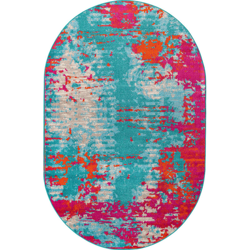 Abstract Indoor Rug, Oval 5'3" x 8'