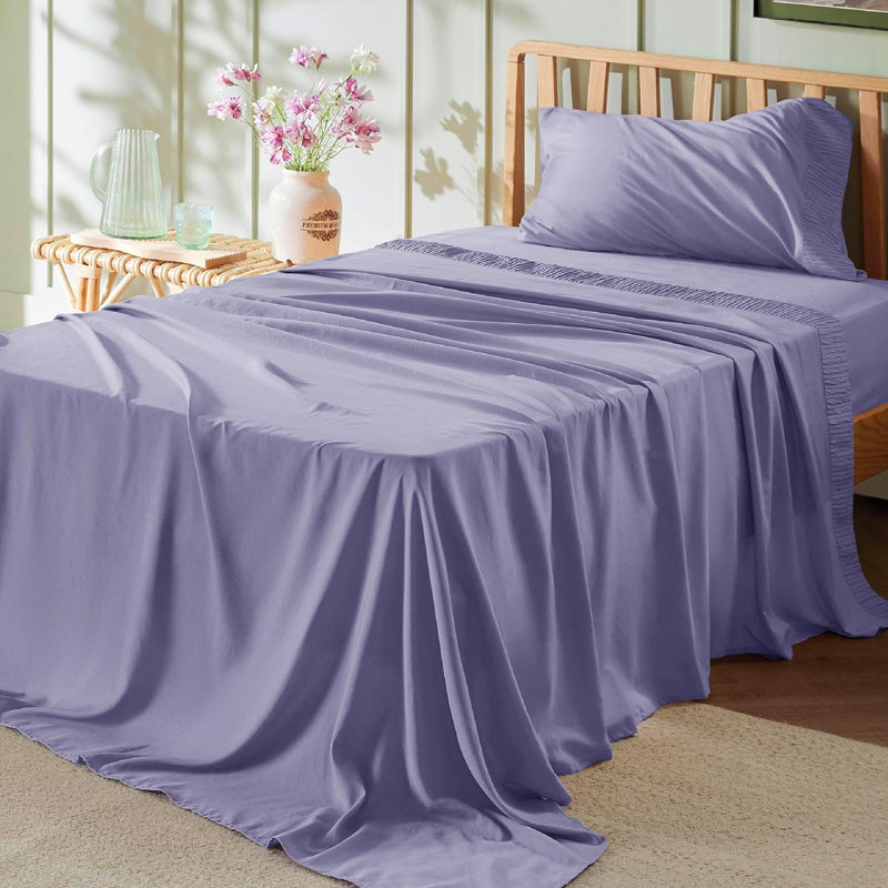 Bedsure Polyester Microfiber Sheet Set Hotel Luxury Sheets, Easy Care Cooling Bed Sheet Set 84GSM(89" x 101")GentleSoft™️