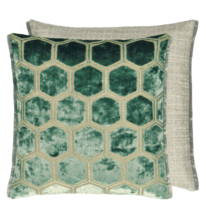 Manipur Velvet Decorative Pillow, Jade, 17"H x 17"W