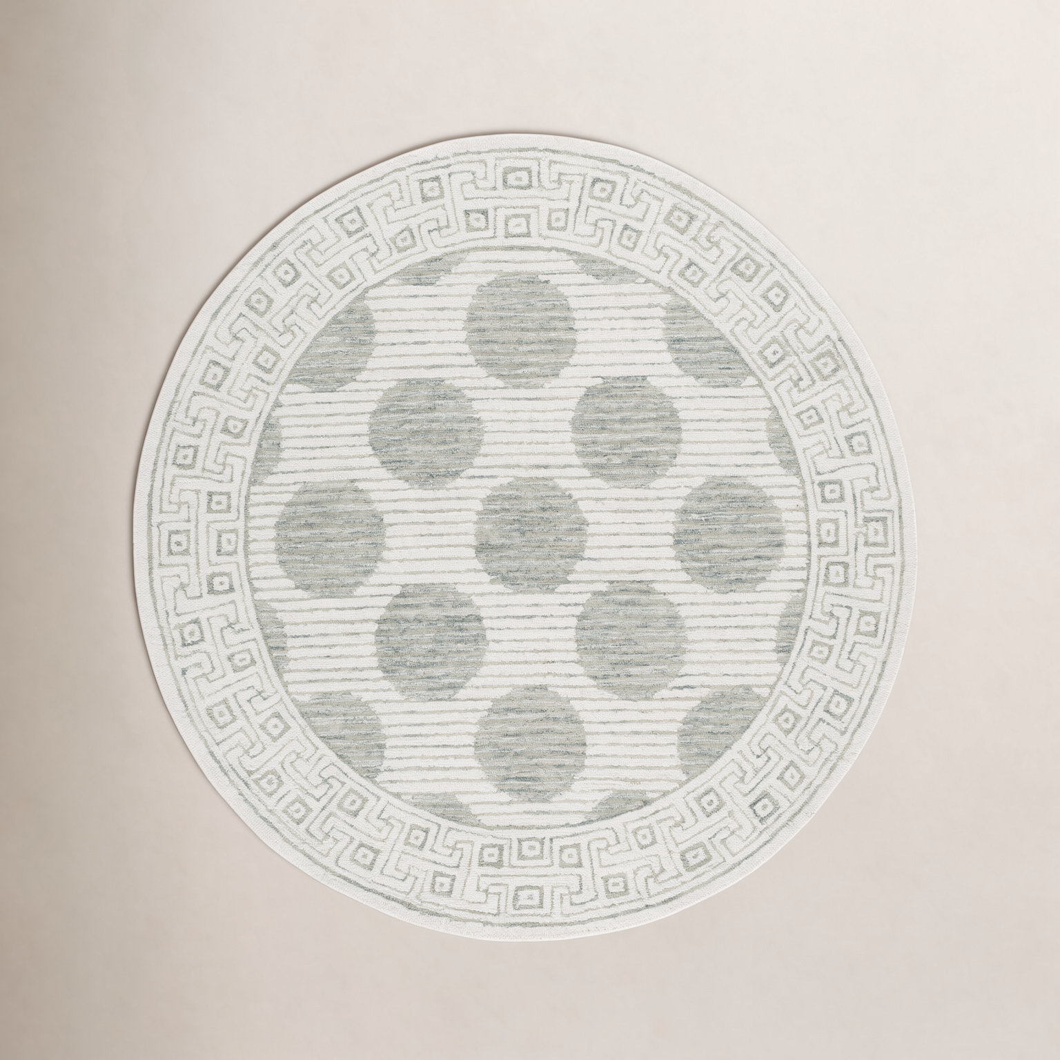 Hand-Tufted Geometric Wool Rug, Round 6'