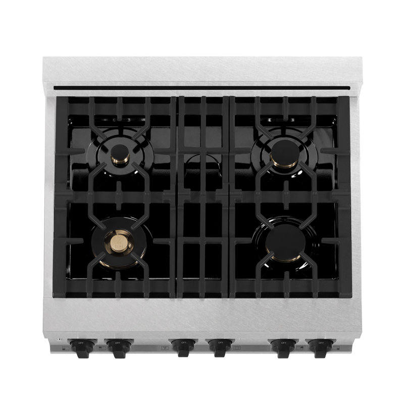ZLINE Autograph 30" Legacy Dual Fuel Range in DuraSnow® w/ White, Matte Black Satin Stainless Steel