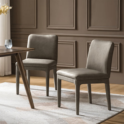 Eudora 33"H Modern Faux Leather Dining Chair With Solid Wood (Set of 2)