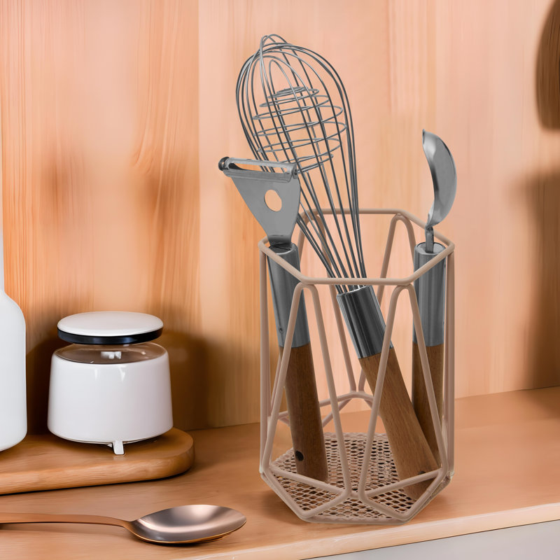 Stainless Steel Utensil Crock, Pink