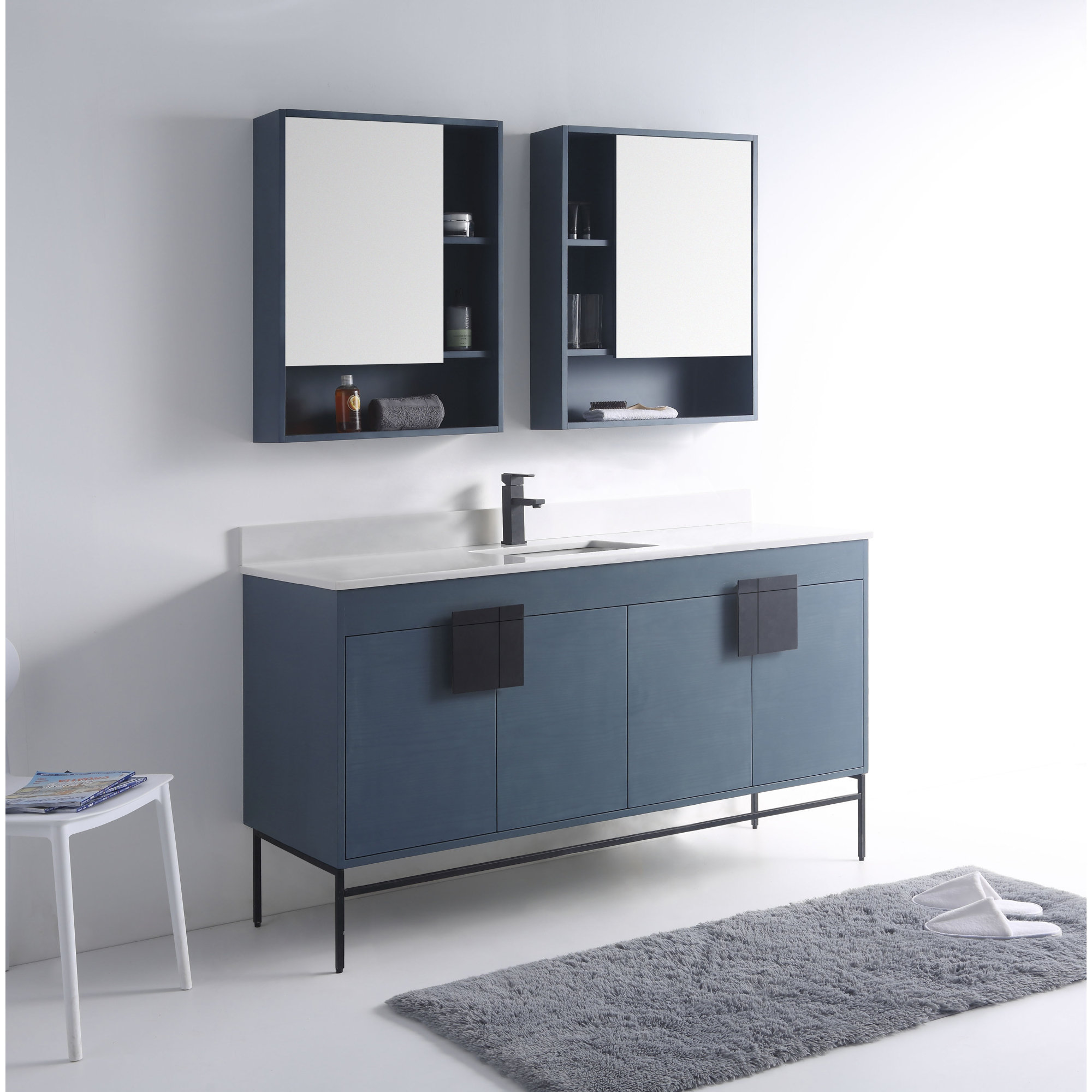 Maisie 60'' Single Bathroom Vanity, Black, Blue