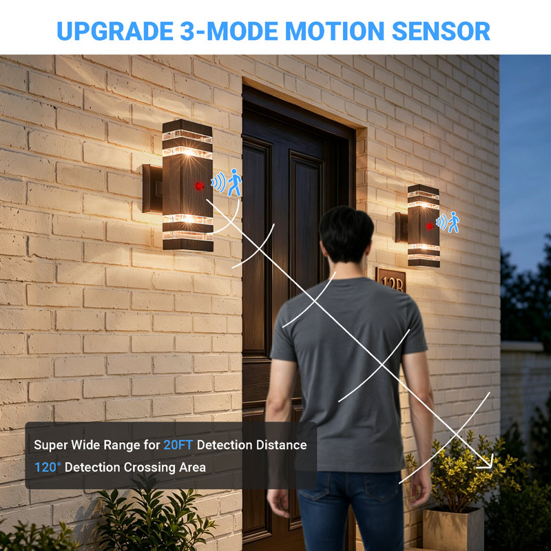 2 Pack Oil Rubbed Bronze Outdoor Wall Lights With Motion Sensor