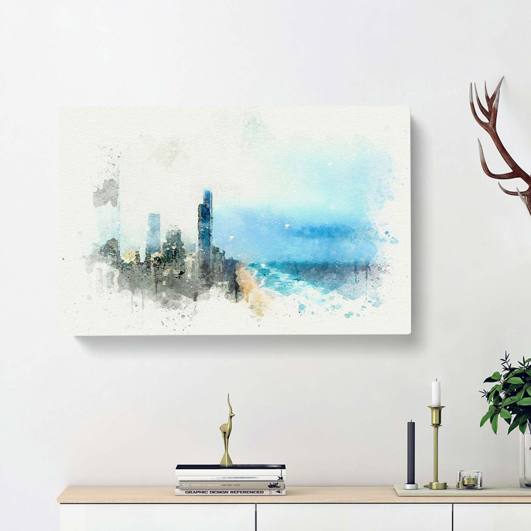Gold Coast Skyline In The Clouds In Abstract - Wrapped Canvas