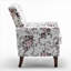 Fauteuil à motifs en mélange de polyester, structure en bois de bouleau massif avec pieds fuselés bruns, chaise d'appoint rembourrée de mousse avec garniture pour le bureau du salon