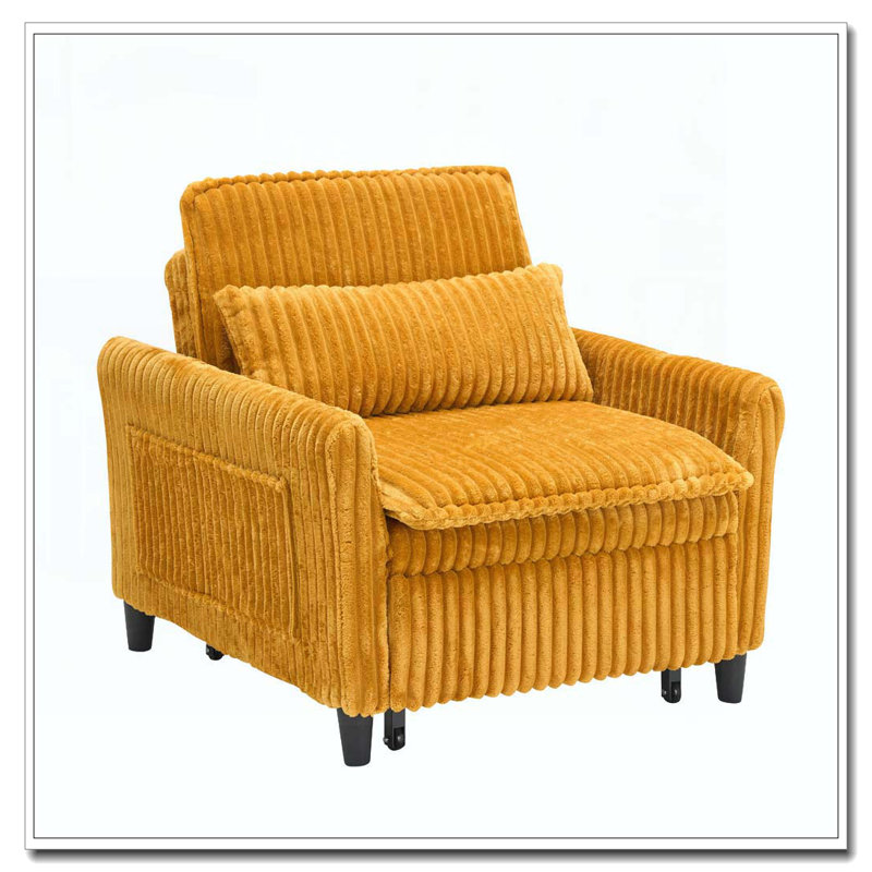 Corduroy Fabirc Fauteuil confortable pour petit appartement Chambre à coucher Balcon Petit canapé-lit Petit canapé avec coussin
