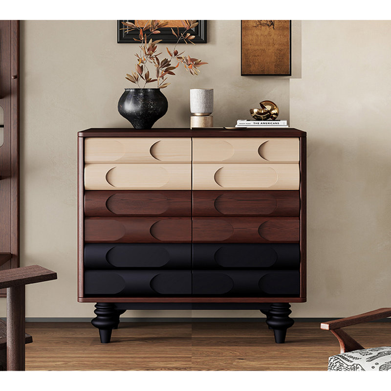 Buffet décoratif vintage en bois massif, Marron foncé