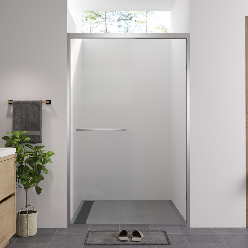 44 - 48"X76" Double Sliding Shower Door For Bathroom, Aluminum Frame With Finished, 1/4" (6Mm) Clear Tempered Glass, Materials, Reversible Installation