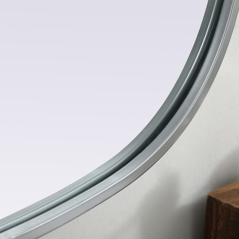 Sabine Metal Curved Oval Wall Mirror, Silver, 36" x 20"