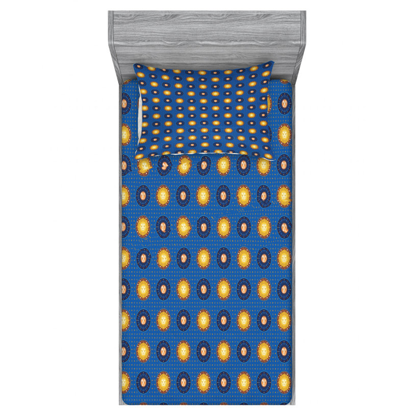 Microfiber Geometric Sheet Set, Twin Sheet Set with Fitted Sheet