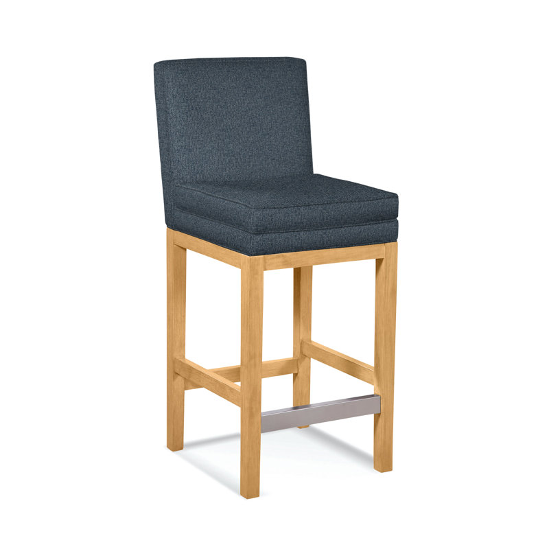 Upholstered Stool, Basic Blue; 0317-63, Nickel Finish