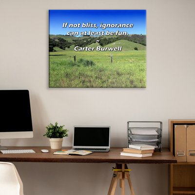 Artsy Quote "If not bliss, ignorance can at least be fun." By Carter Burwell Gallery Wrapped Canvas
