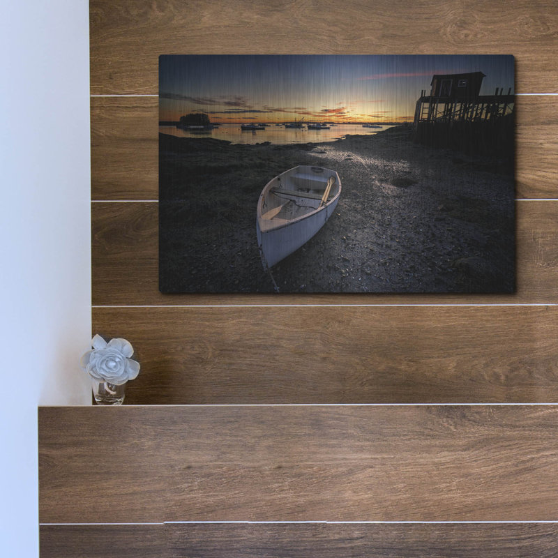 Mur de métal «Dusk At The Wharf» par Rick Berk, H 12 po x l 16 po