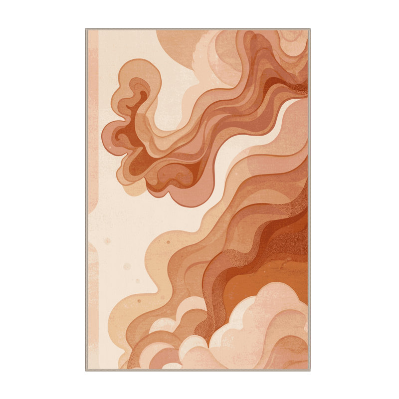 Machine Washable Higgins Cotton Candy Modern Rug in Beige – Beige Binding, 7x9