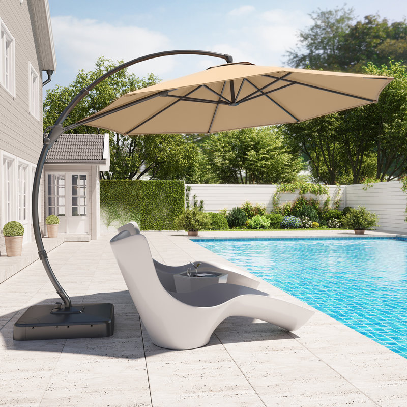 Sunbrella 144” Aluminum Cantilever Umbrella with Antionette Base, Beige
