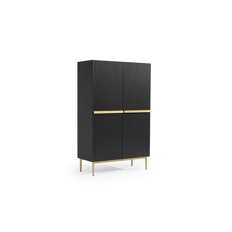 Alessja 2 Door Manufactured Wood Wardrobe, Black/Gold