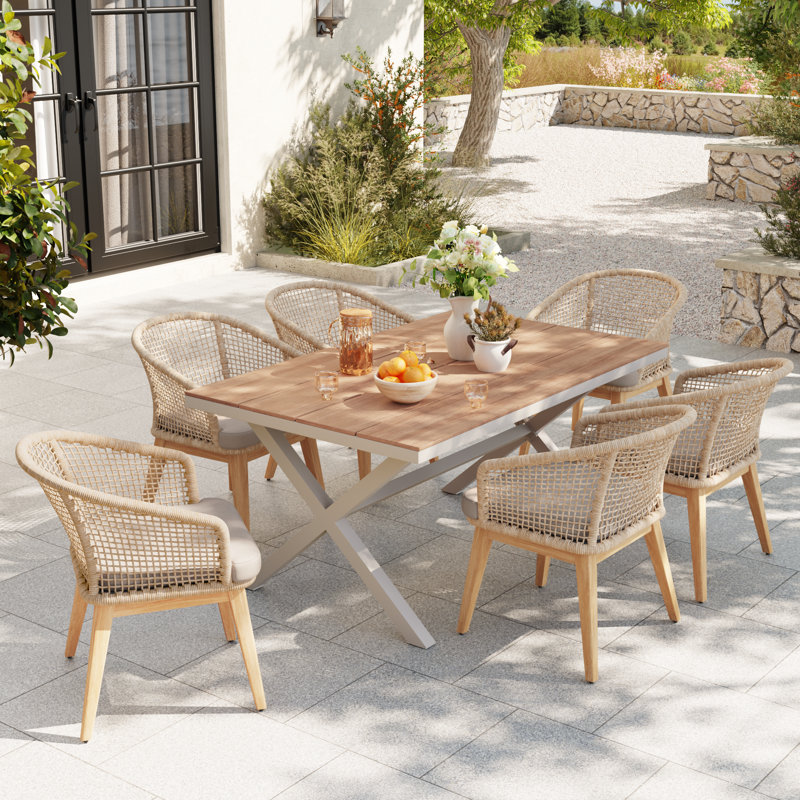 Ensemble repas d'extérieur pour 6 personnes avec coussins