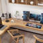 Bureau en bois massif en L Burlywood