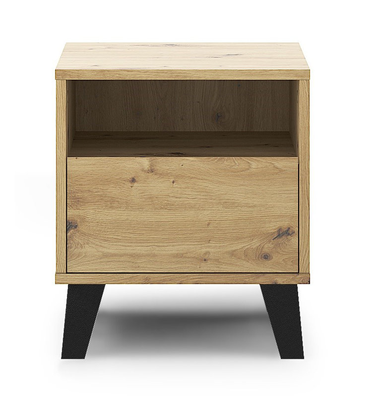 Sonay 40cm W Manufactured Wood Bedside Table, Oak