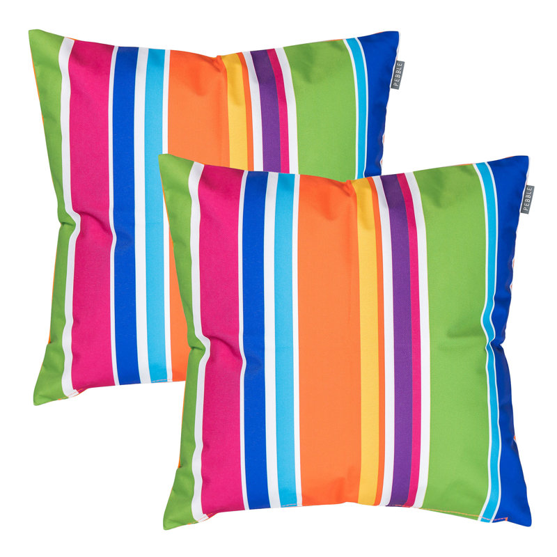 icon Indoor and Outdoor Waterproof Filled Cushion Set of 2 Technicolour Stripe