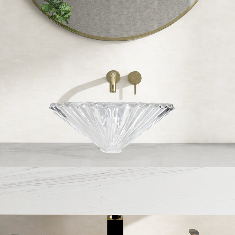 20" Diamond Brilliance Premium Glass Vessel Sink – Luxury Bathroom Vanity Basin with Modern Round Design, White