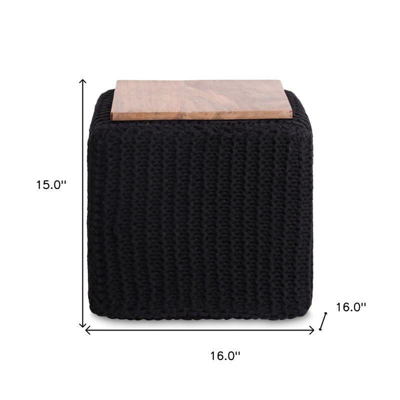 Repose-pieds en mélange de coton 16 "Turnipseed, Noir 100 % coton