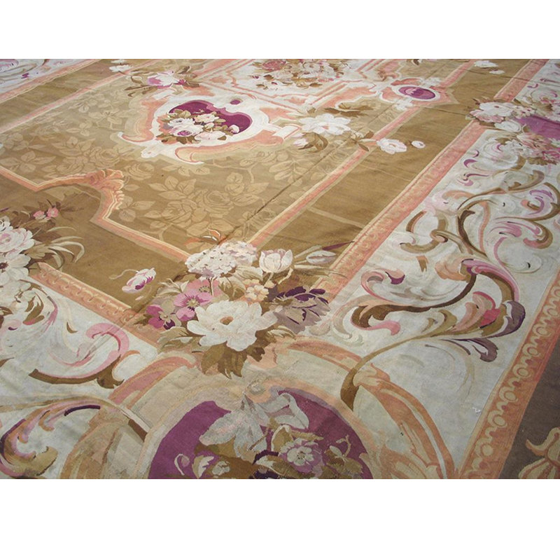 Beautiful Large Decorative Napoleon III Period Style Antique French Aubusson Rug