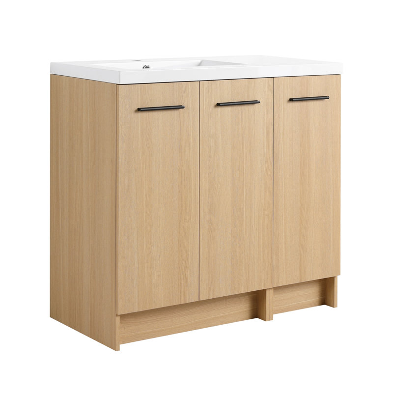 Meuble-lavabo de salle de bain avec lavabo, 3 portes et tablette réglable