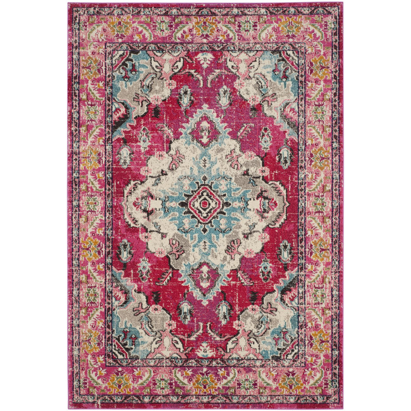 Almyra Oriental Area Rug, Rectangle 3' x 5', Forest Green/Light Blue