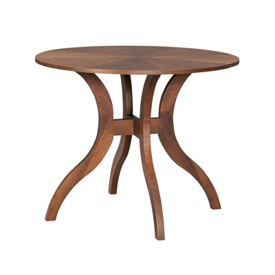 Table de salle à manger ronde en noyer avec des grains floraux naturels, des pieds en bois massif, un design élégant de piédestal, idéal pour la famille du petit déjeuner 39,4 pouces, plateau de table en grain, base cannelée, bon 2 à 4 personnes