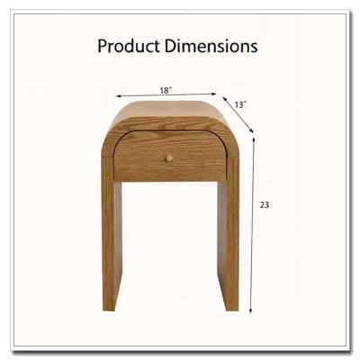 Curved Walnut Side Table with Drawer – Rounded Edge Nightstand