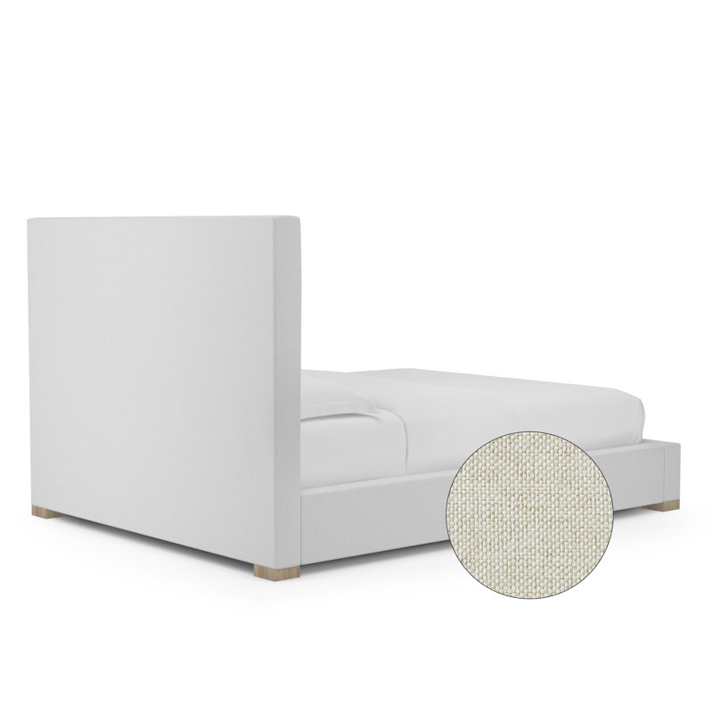 Sloan Upholstered Bed, California King, Pebble Weave Linen Alabaster, Ebony