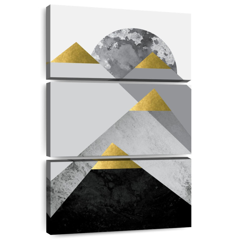Avery Black Grey Gold Mountains III, 32" H x 20" W