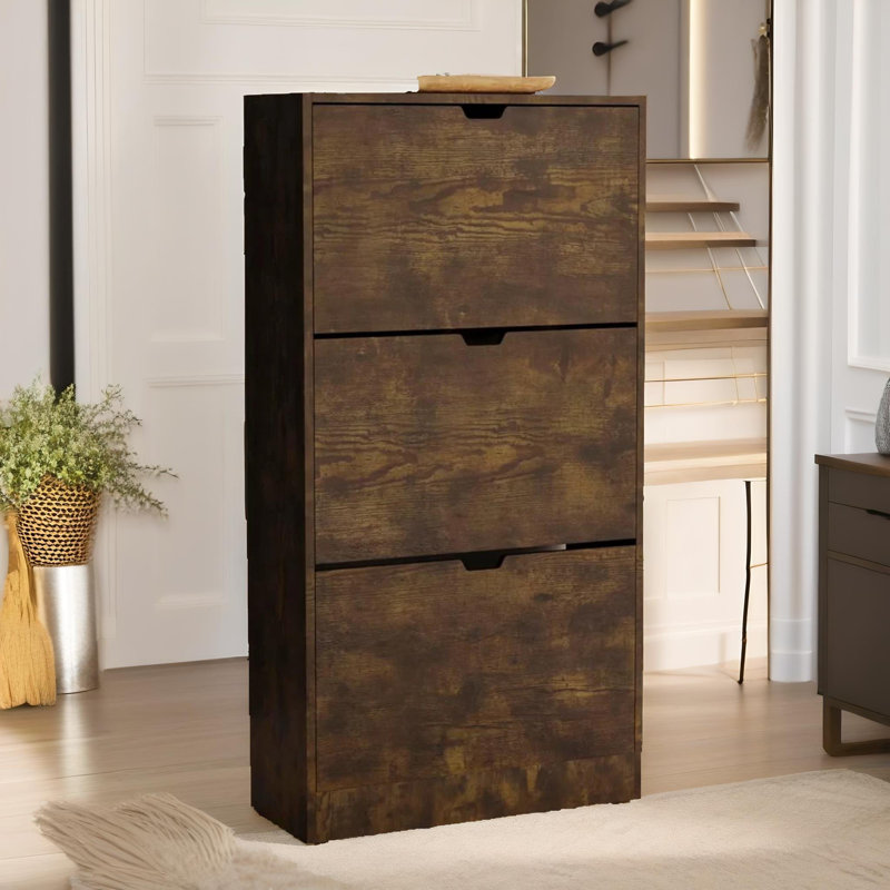 Industrial 3 Drawer Shoe Storage Cabinet With Flip Drawers