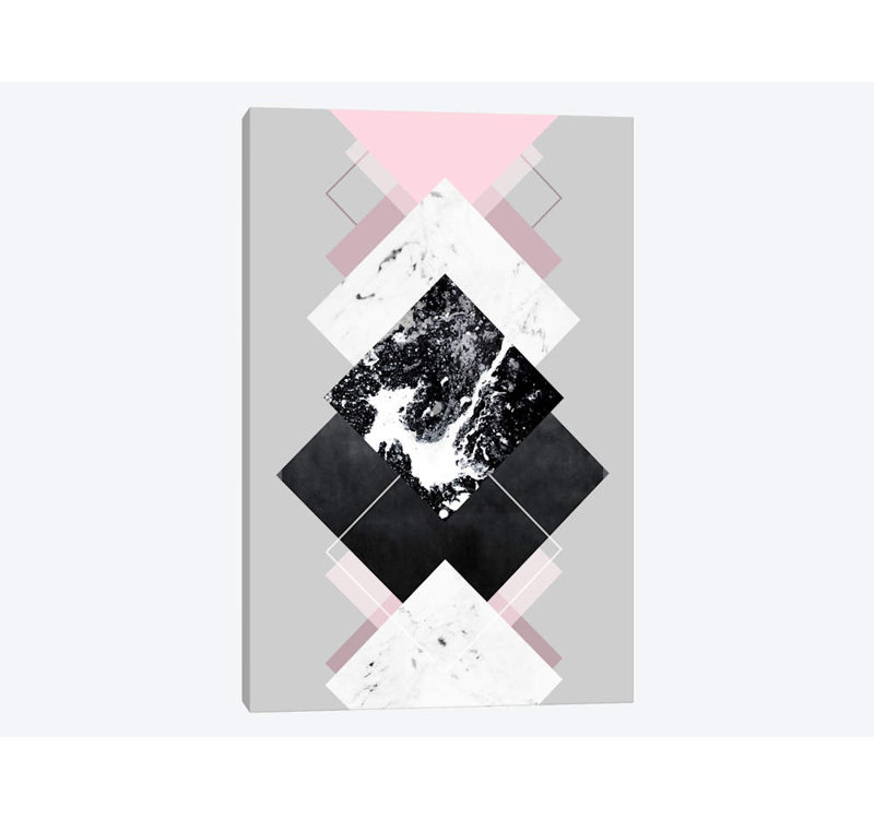 « geometric textures vii » par mareike böhmer, impression sur toile tendue, Toile avec cadre noir, Pas de tapis