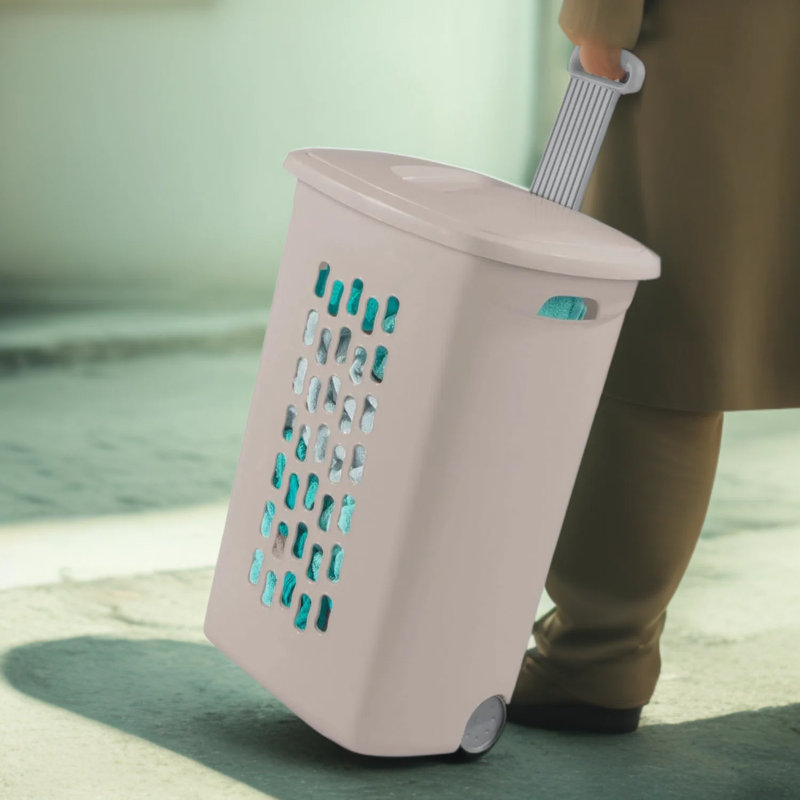 Ultra Wheeled Laundry Hamper With Retractable Handle And Flip-Top Lid - Portable Rolling Clothes Basket For Home, Apartment, And Dorm
