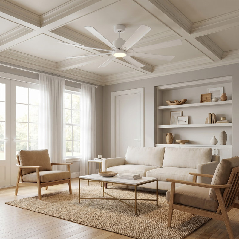 Ventilateur de plafond d'intérieur avec éclairage fileté, pales en ABS blanc mat et télécommande portative Génération Lighting