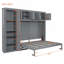 Grand lit escamotable mural avec armoires, gris