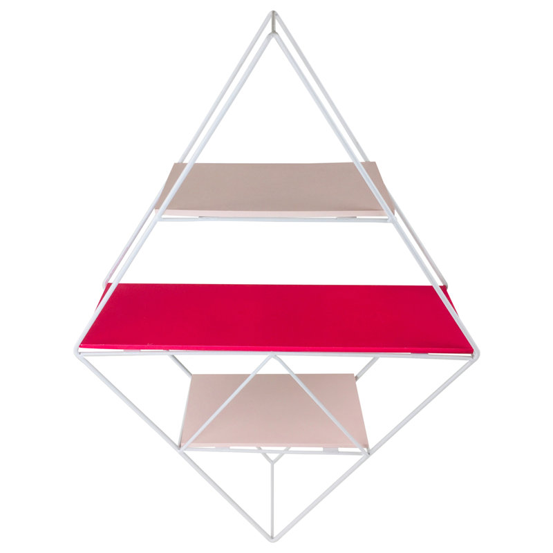 Sergio 3 Piece Diamond Accent Shelf, Red/Beige