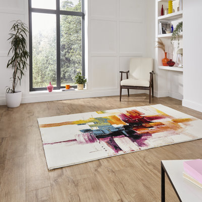 Machine Woven Beige/Red/Yellow Rug