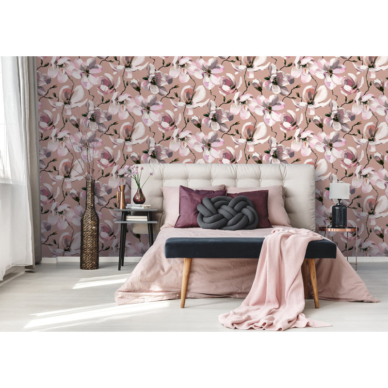 Flora Collection Cherry Blossom Wallpaper Roll, Pink