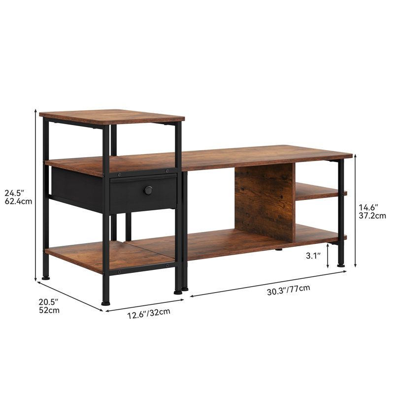 Alexcya Coffee Table with Storage, Brown, Black