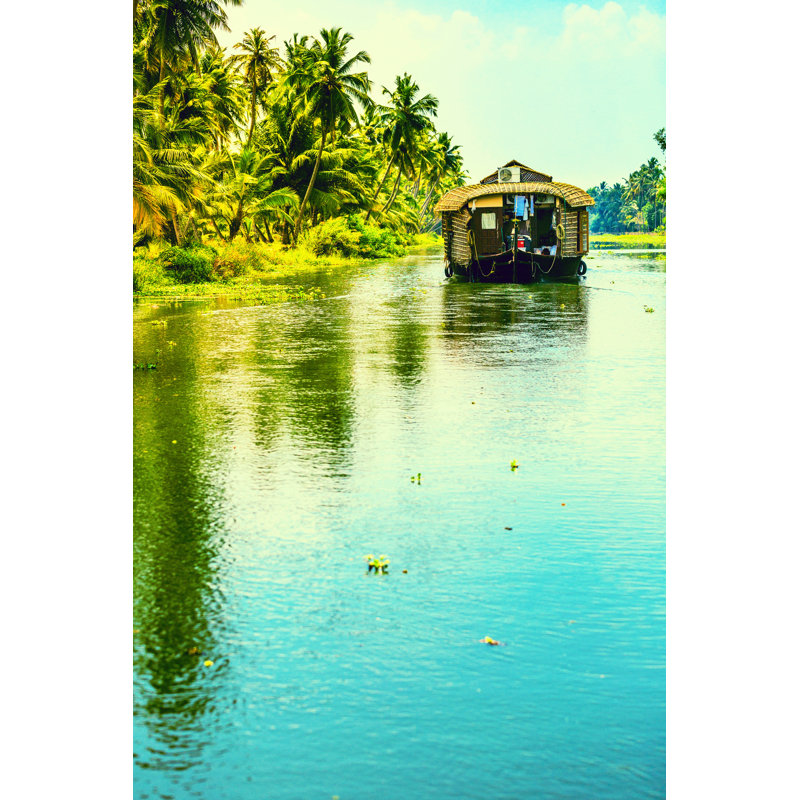 House Boat by Graphixel - No Frame Print on Canvas, 91cm H x 61cm W