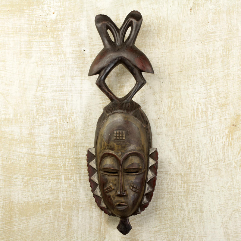 Décoration murale masque en bois fabriqué à la main Côte d'ivoire