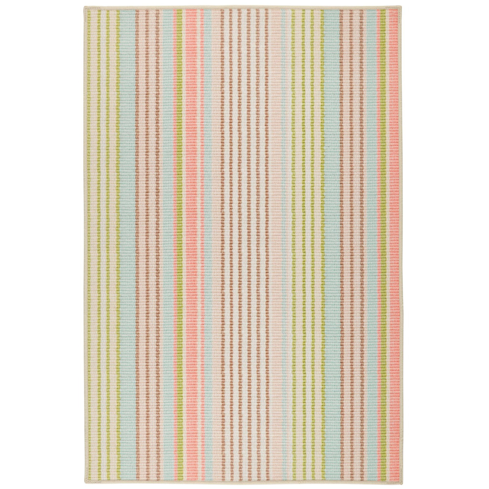 Ana Ticking Aqua Machine Washable Rug, Runner 2'6" x 8'