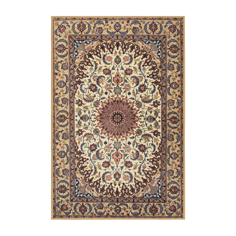 Tapis traditionnel ivoire / rouge, Rectangle 4 pi x 6 pi