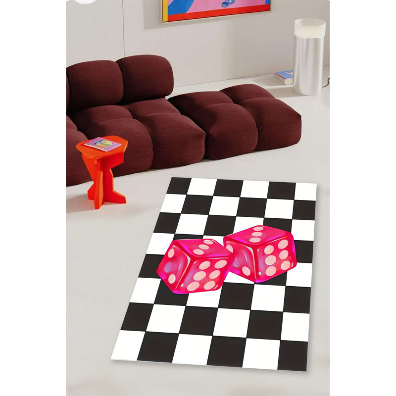 High Roller Checkered Dice Graphic Area Rug